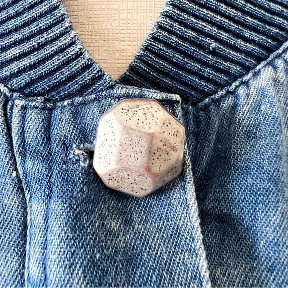 VINTAGE Marsha Sport Chambray Crochet Zip Up Bomber Jacket - Picture 4 of 16